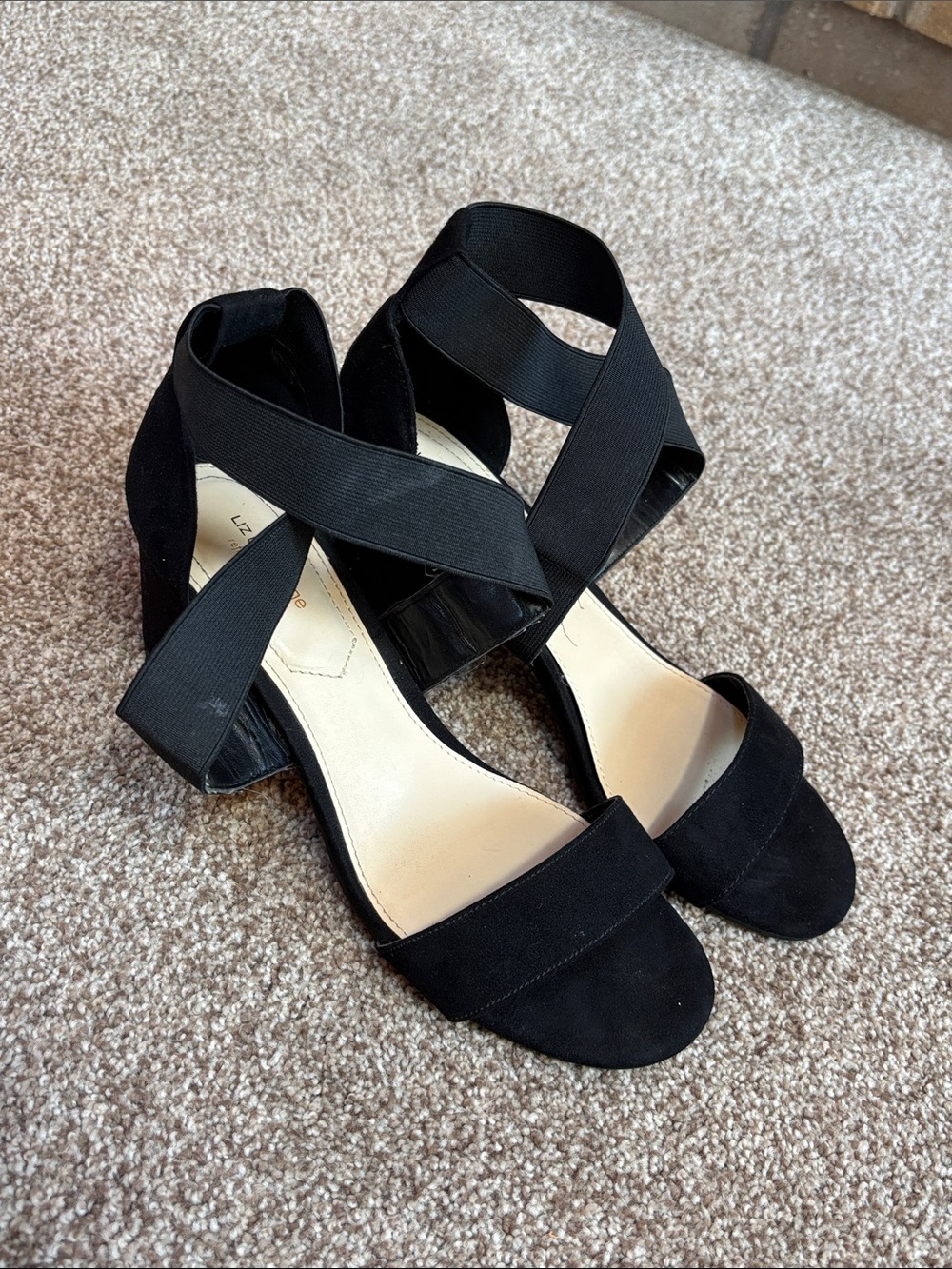 Liz Claiborne Black Cross-Strap Block Heel Sandals